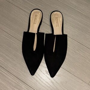 Schutz Women's Black Flat Mules